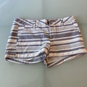 SO Women's Gray and White Striped Bermudas